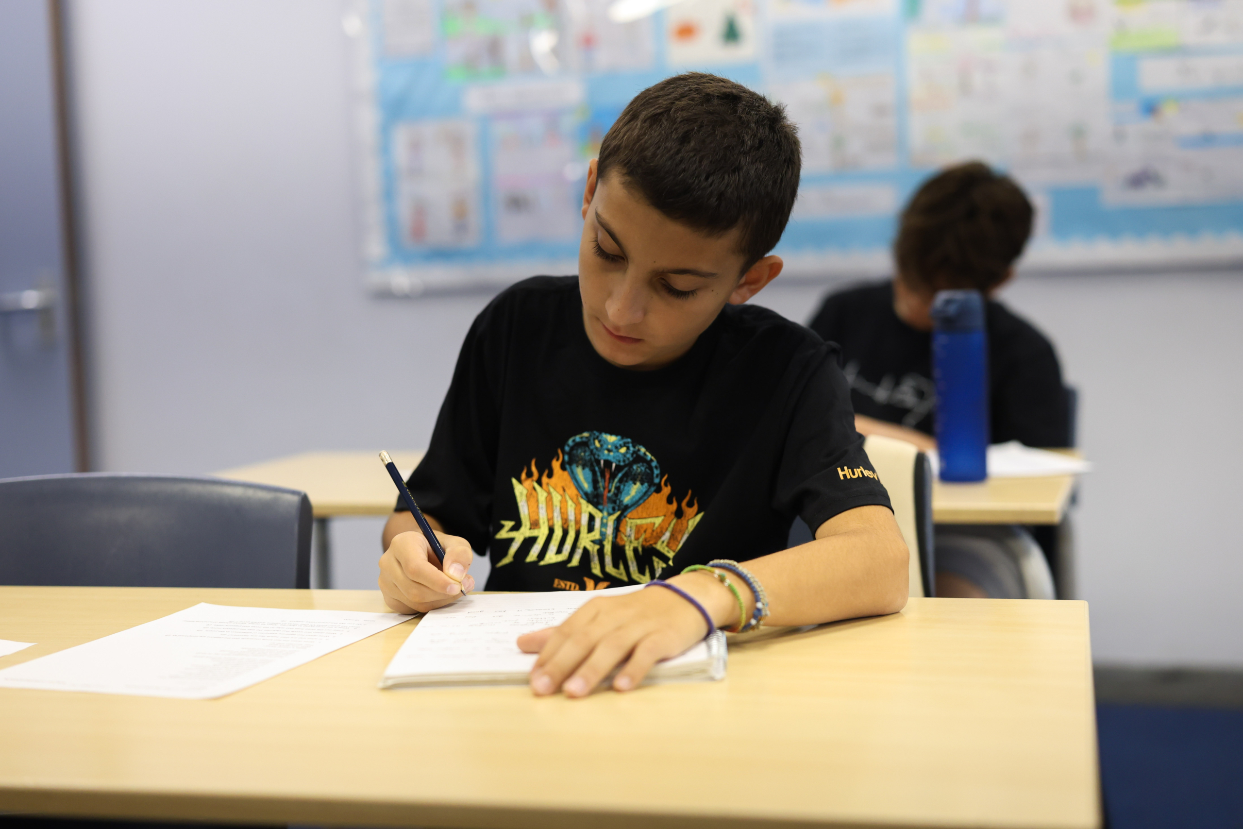 Students working together on a mock exam